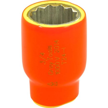 GRAY TOOLS 3/4" X 3/8" Drive, 12 Point Standard Length, 1000V Insulated T24-I